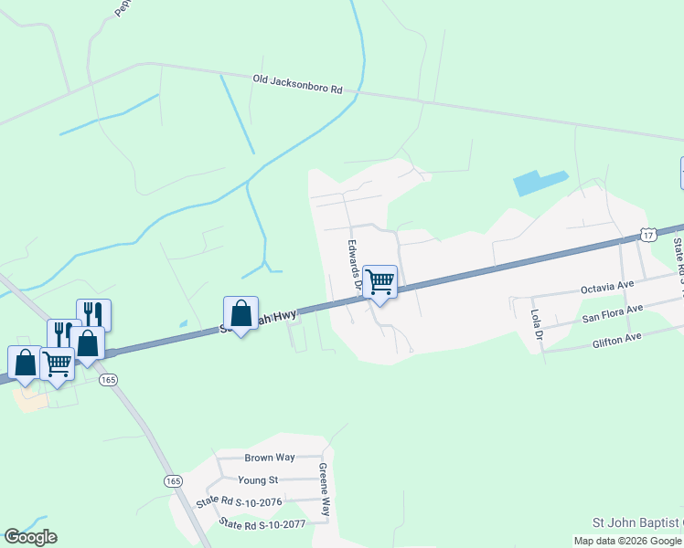 map of restaurants, bars, coffee shops, grocery stores, and more near 6044 Savannah Highway in Ravenel