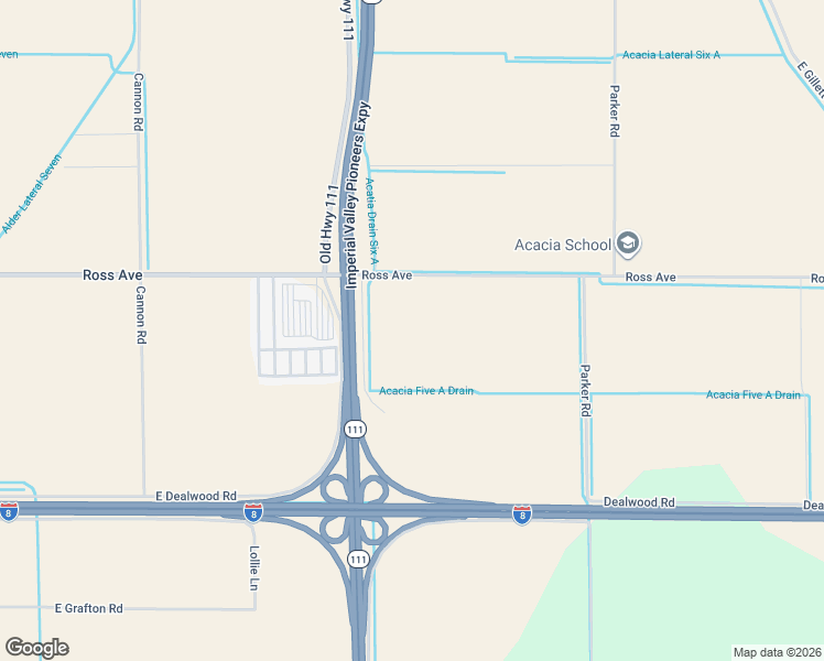 map of restaurants, bars, coffee shops, grocery stores, and more near 495 East Ross Road in El Centro