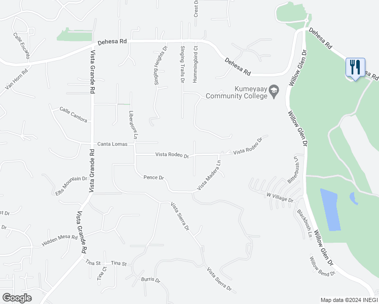 map of restaurants, bars, coffee shops, grocery stores, and more near 2326 Vista Rodeo Drive in El Cajon