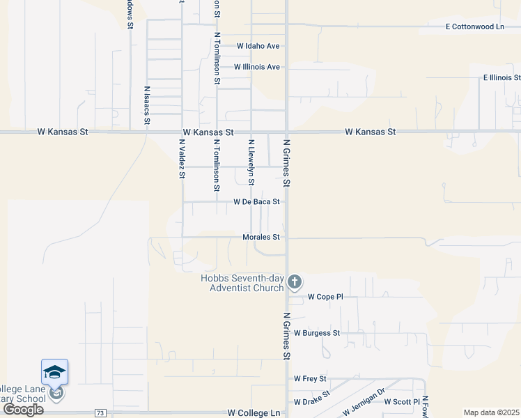 map of restaurants, bars, coffee shops, grocery stores, and more near 6818-6932 North Country Road in Hobbs