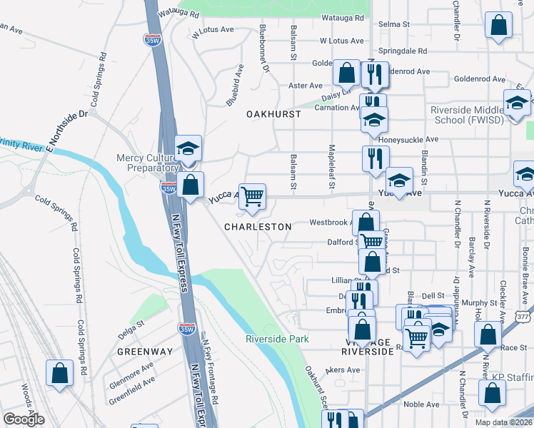 map of restaurants, bars, coffee shops, grocery stores, and more near 1205 Kelpie Court in Fort Worth