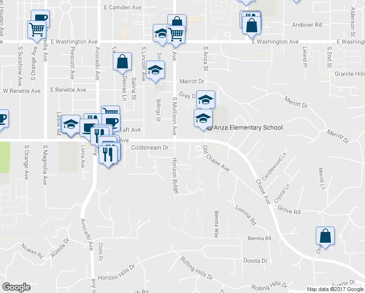 map of restaurants, bars, coffee shops, grocery stores, and more near 1101 South Mollison Avenue in El Cajon