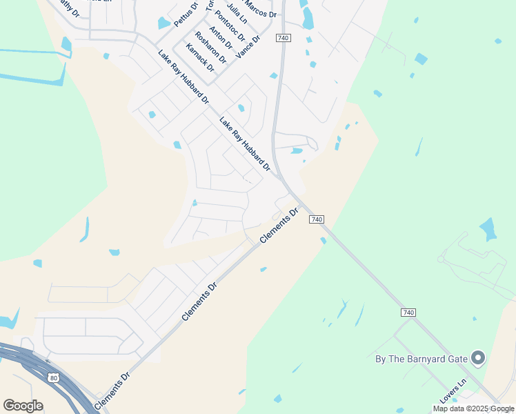 map of restaurants, bars, coffee shops, grocery stores, and more near 2513 Skip Away Court in Forney