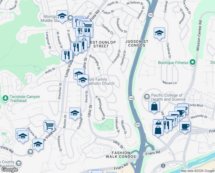 map of restaurants, bars, coffee shops, grocery stores, and more near 1906 Abbe Street in San Diego