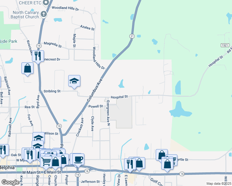 map of restaurants, bars, coffee shops, grocery stores, and more near Indian Hospital Road in Philadelphia