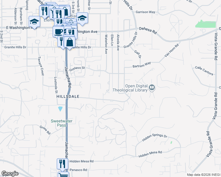 map of restaurants, bars, coffee shops, grocery stores, and more near 1074 Ellen Lane in El Cajon