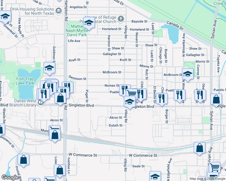 map of restaurants, bars, coffee shops, grocery stores, and more near 1902 Nomas Street in Dallas