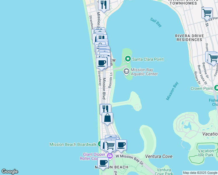 map of restaurants, bars, coffee shops, grocery stores, and more near 814 Niantic Court in San Diego