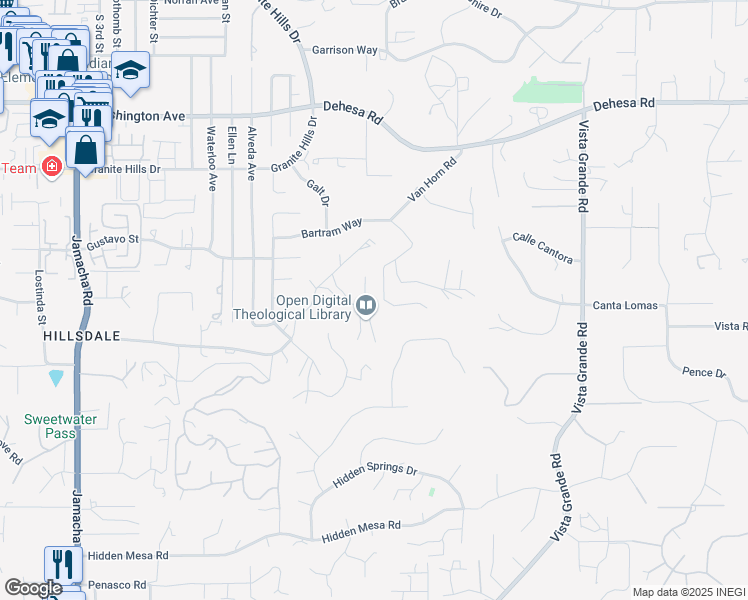 map of restaurants, bars, coffee shops, grocery stores, and more near 1876 Vista Way in El Cajon