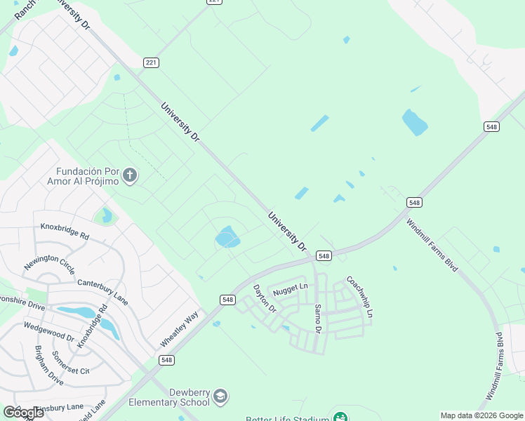 map of restaurants, bars, coffee shops, grocery stores, and more near 15211 University Drive in Forney