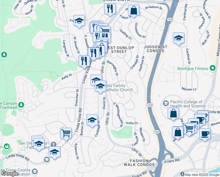 map of restaurants, bars, coffee shops, grocery stores, and more near 2026 Abbe Street in San Diego