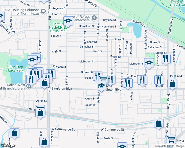 map of restaurants, bars, coffee shops, grocery stores, and more near 1816 Nomas Street in Dallas