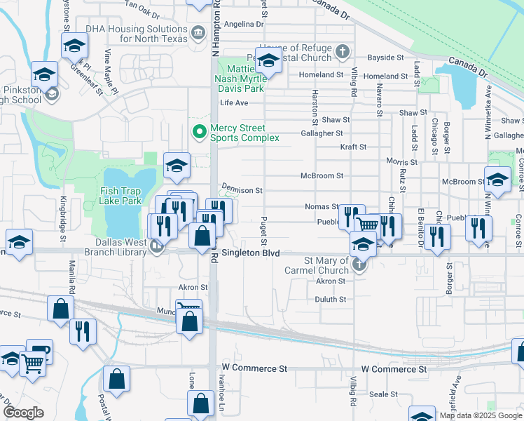 map of restaurants, bars, coffee shops, grocery stores, and more near 2002 Nomas Street in Dallas