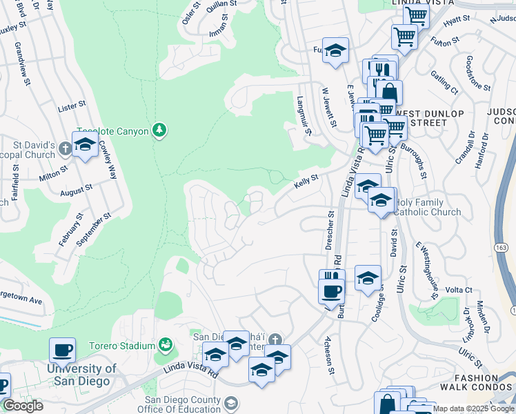 map of restaurants, bars, coffee shops, grocery stores, and more near 2065 Via Las Cumbres in San Diego