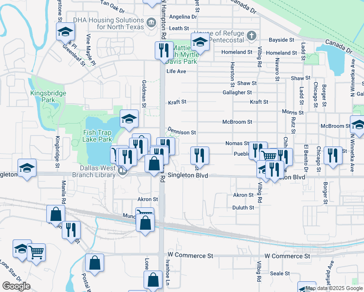 map of restaurants, bars, coffee shops, grocery stores, and more near 2034 Nomas Street in Dallas