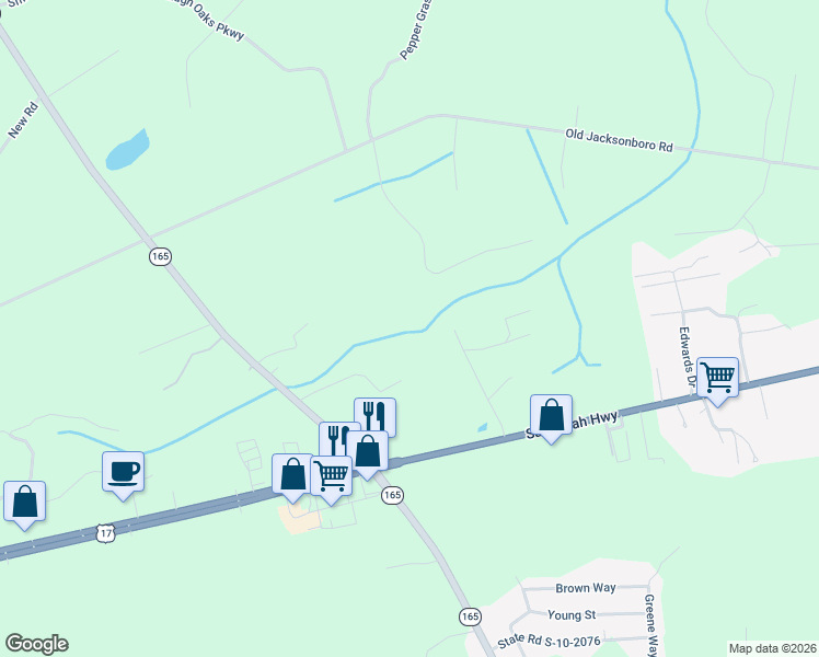 map of restaurants, bars, coffee shops, grocery stores, and more near 6070 Overhill Street in Ravenel