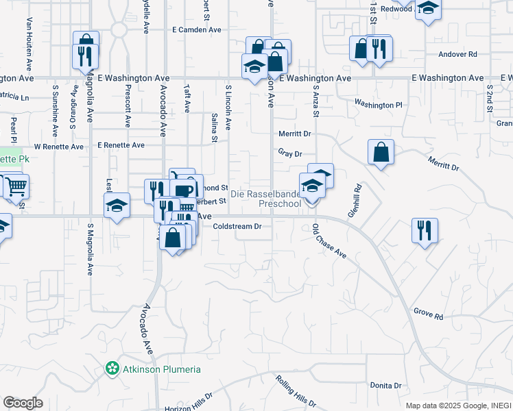 map of restaurants, bars, coffee shops, grocery stores, and more near 826 East Chase Avenue in El Cajon