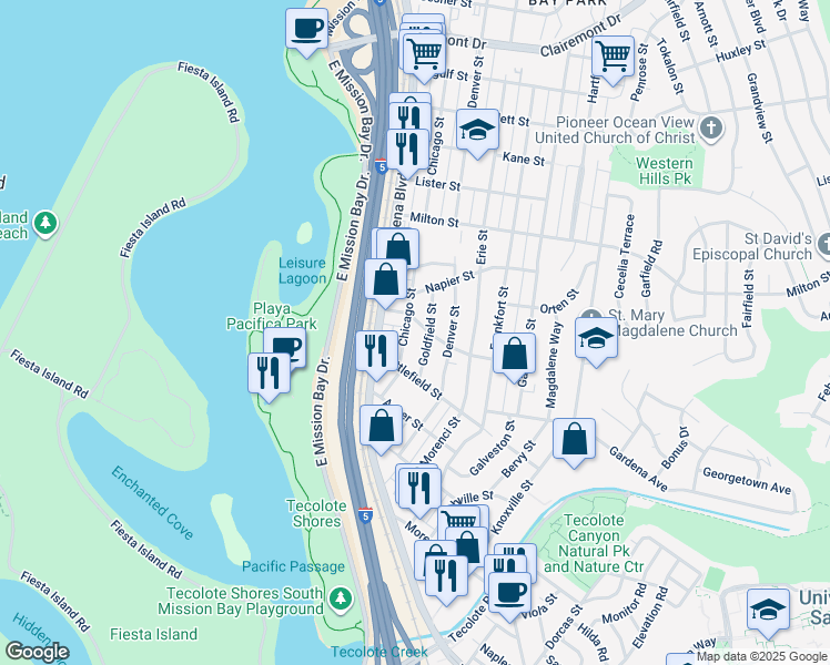 map of restaurants, bars, coffee shops, grocery stores, and more near 4233 Ashton Street in San Diego