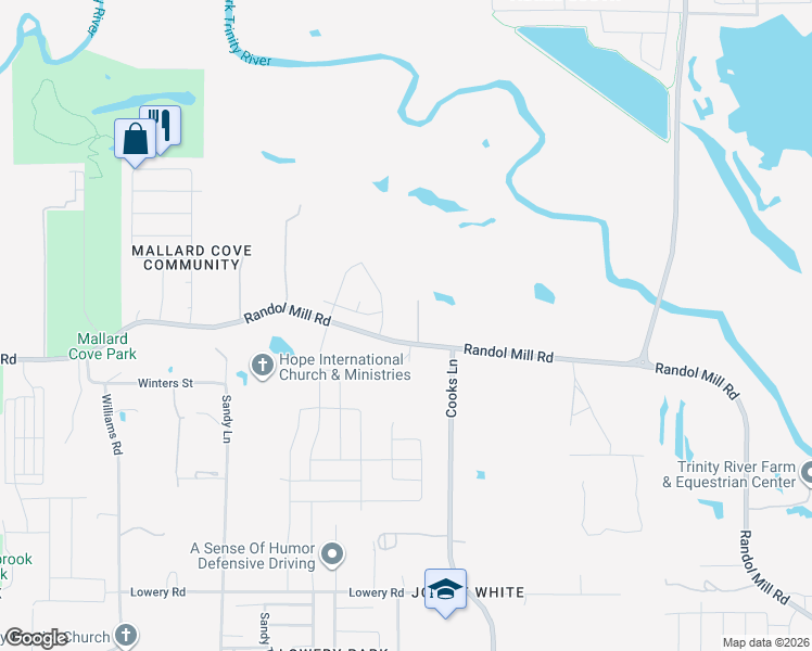 map of restaurants, bars, coffee shops, grocery stores, and more near 7709 Randol Mill Road in Fort Worth