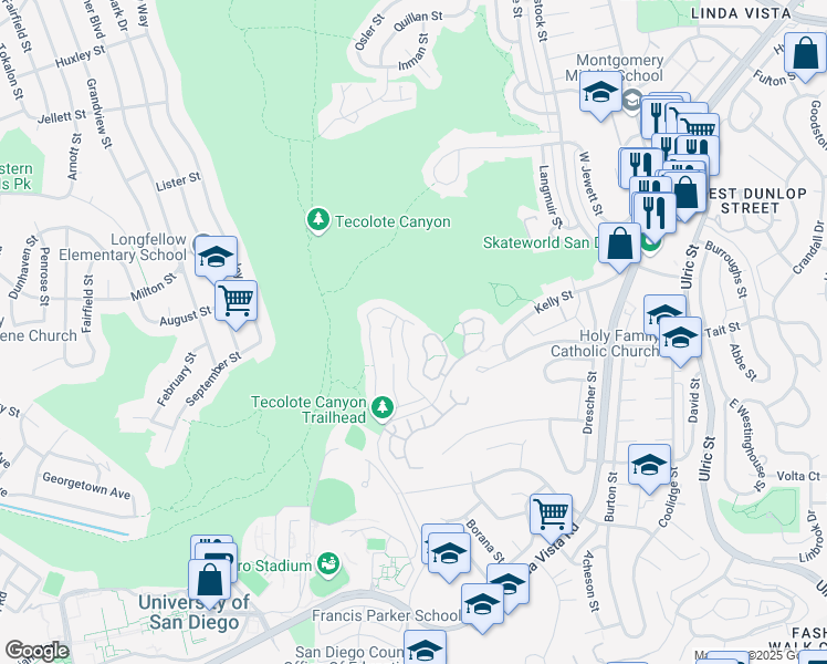 map of restaurants, bars, coffee shops, grocery stores, and more near in San Diego