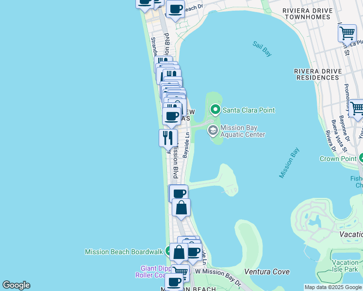 map of restaurants, bars, coffee shops, grocery stores, and more near 815 Ormond Court in San Diego