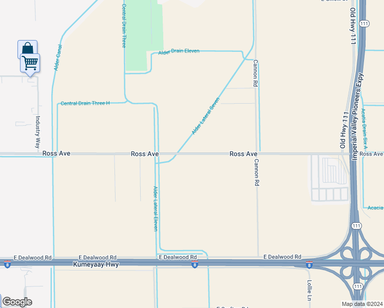 map of restaurants, bars, coffee shops, grocery stores, and more near 253 Ross Avenue in El Centro