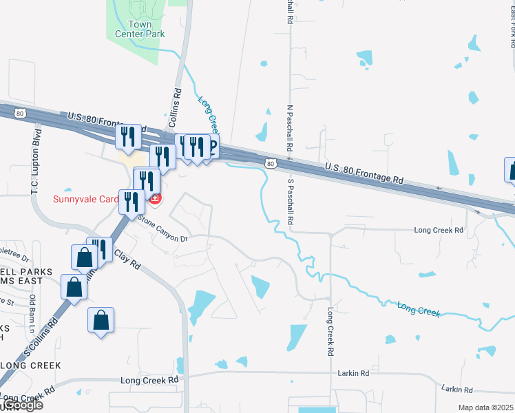 map of restaurants, bars, coffee shops, grocery stores, and more near 400 South Paschall Road in Sunnyvale