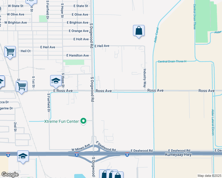 map of restaurants, bars, coffee shops, grocery stores, and more near 602 Ross Avenue in El Centro