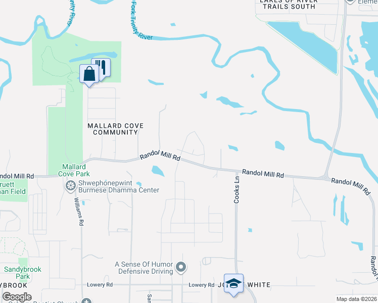 map of restaurants, bars, coffee shops, grocery stores, and more near 7508 Daycoa Street in Fort Worth