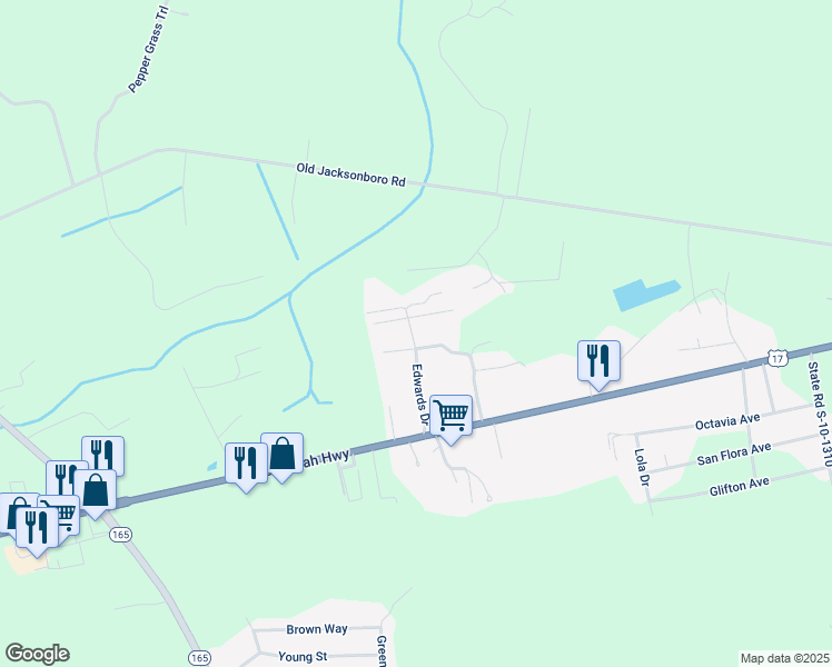 map of restaurants, bars, coffee shops, grocery stores, and more near 6059 Roper Run Road Exd in Ravenel