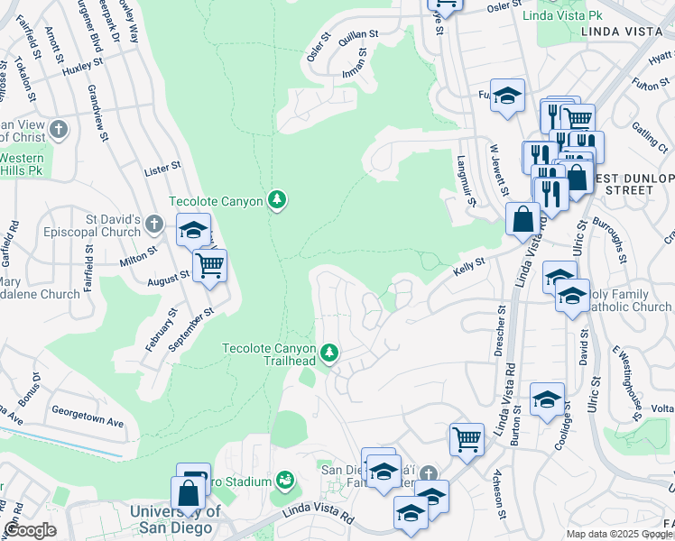 map of restaurants, bars, coffee shops, grocery stores, and more near in San Diego