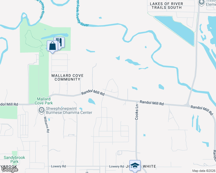 map of restaurants, bars, coffee shops, grocery stores, and more near 133 Rio Trinidad Drive in Fort Worth