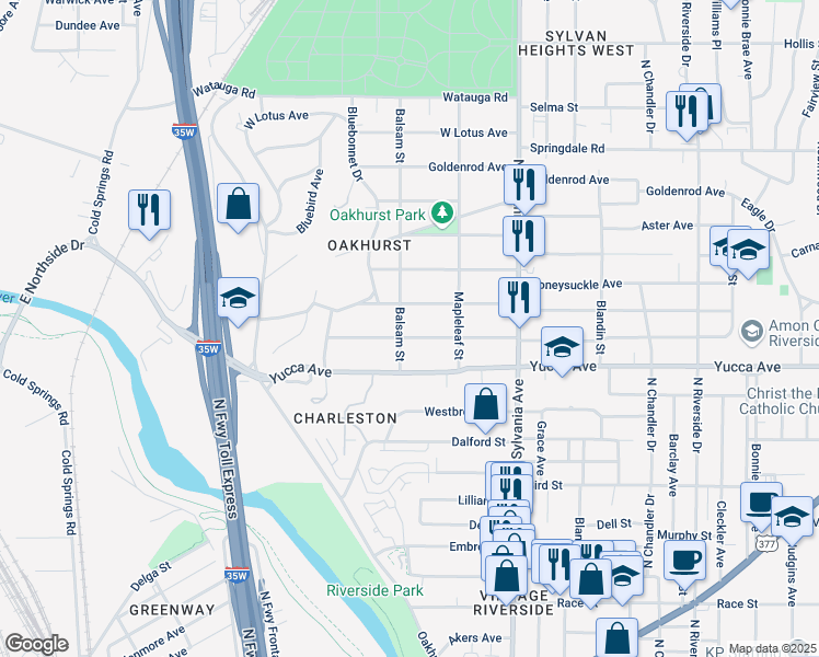 map of restaurants, bars, coffee shops, grocery stores, and more near 2312 Marigold Avenue in Fort Worth