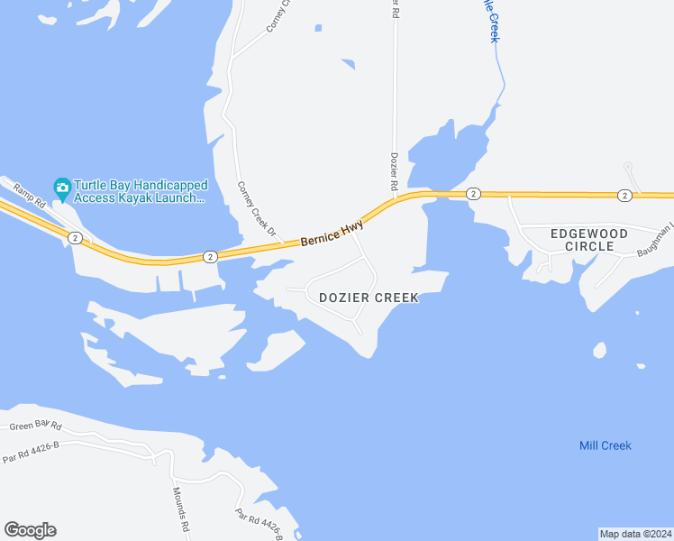 map of restaurants, bars, coffee shops, grocery stores, and more near Dozier Creek Circle in Farmerville