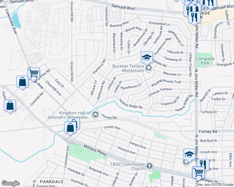 map of restaurants, bars, coffee shops, grocery stores, and more near 4726 Fallon Place in Dallas