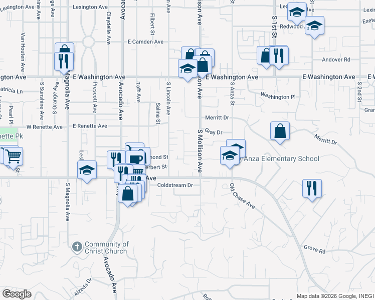 map of restaurants, bars, coffee shops, grocery stores, and more near 991 Billings Street in El Cajon