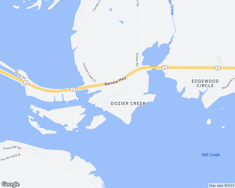 map of restaurants, bars, coffee shops, grocery stores, and more near Dozier Creek Drive in Farmerville