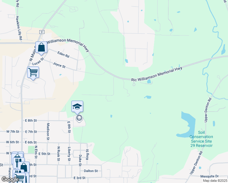 map of restaurants, bars, coffee shops, grocery stores, and more near 2206 Tanglewood Street in Weatherford