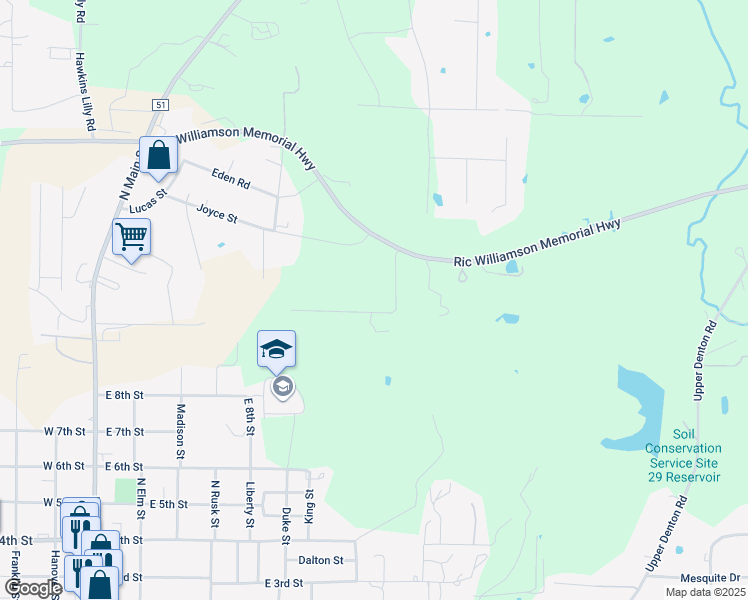 map of restaurants, bars, coffee shops, grocery stores, and more near 2206 Tanglewood Street in Weatherford