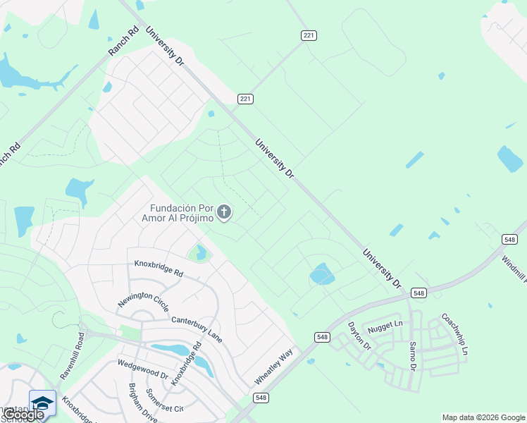 map of restaurants, bars, coffee shops, grocery stores, and more near 15493-15829 University Drive in Forney