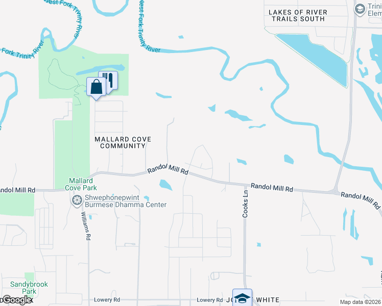 map of restaurants, bars, coffee shops, grocery stores, and more near 133 Rio Trinidad Drive in Fort Worth
