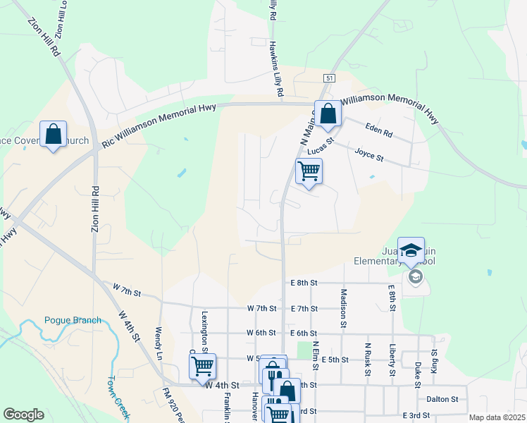 map of restaurants, bars, coffee shops, grocery stores, and more near 1802 Sandpiper Drive in Weatherford