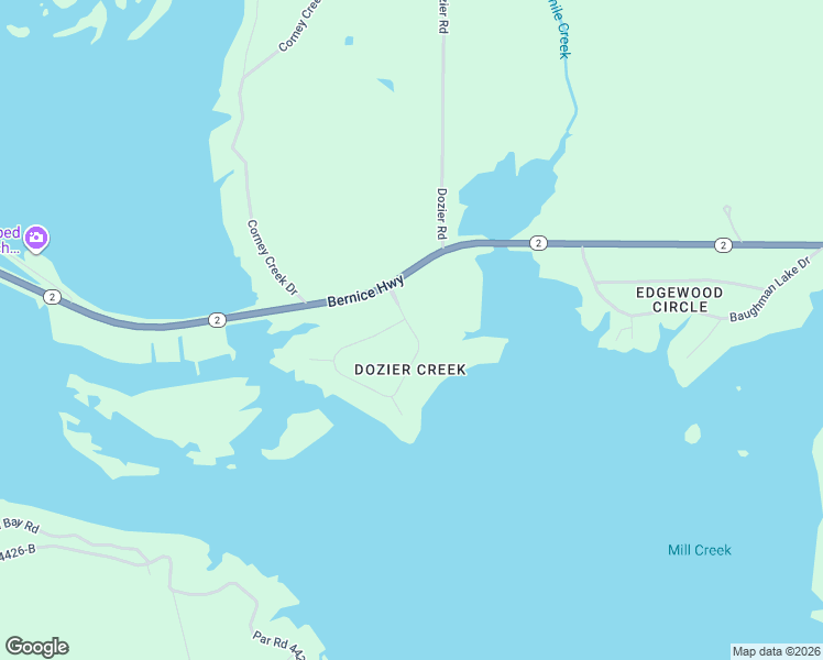 map of restaurants, bars, coffee shops, grocery stores, and more near Dozier Creek Circle in Farmerville