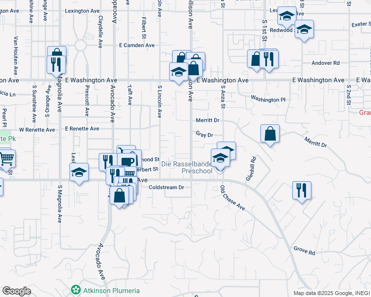 map of restaurants, bars, coffee shops, grocery stores, and more near 991 Billings Street in El Cajon
