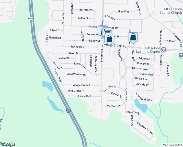 map of restaurants, bars, coffee shops, grocery stores, and more near 2628 Leone Drive North in Macon