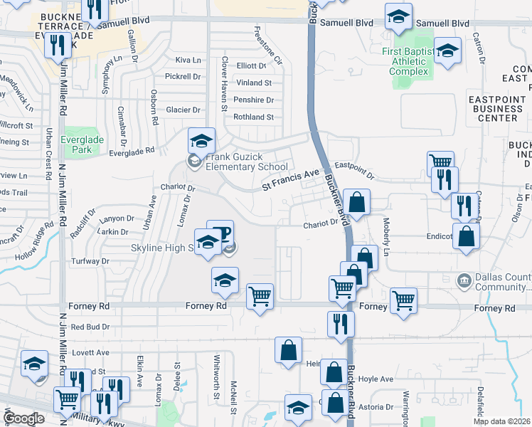 map of restaurants, bars, coffee shops, grocery stores, and more near 4619 Raleigh Dalton Road in Dallas