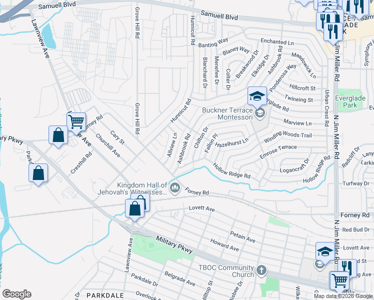 map of restaurants, bars, coffee shops, grocery stores, and more near 4713 Chilton Drive in Dallas