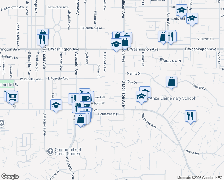 map of restaurants, bars, coffee shops, grocery stores, and more near 991 Billings Street in El Cajon