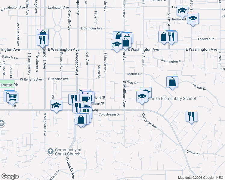 map of restaurants, bars, coffee shops, grocery stores, and more near 991 Billings Street in El Cajon