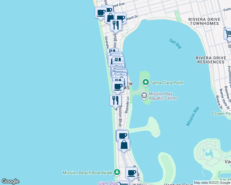 map of restaurants, bars, coffee shops, grocery stores, and more near 717 Portsmouth Court in San Diego